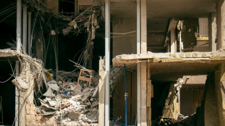 Buildings in Gaza and Ukraine