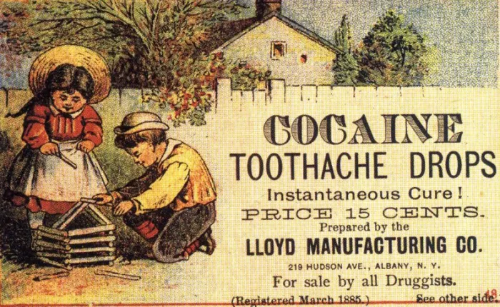 Cocaine Toothache drops, drugs from the 19th Century